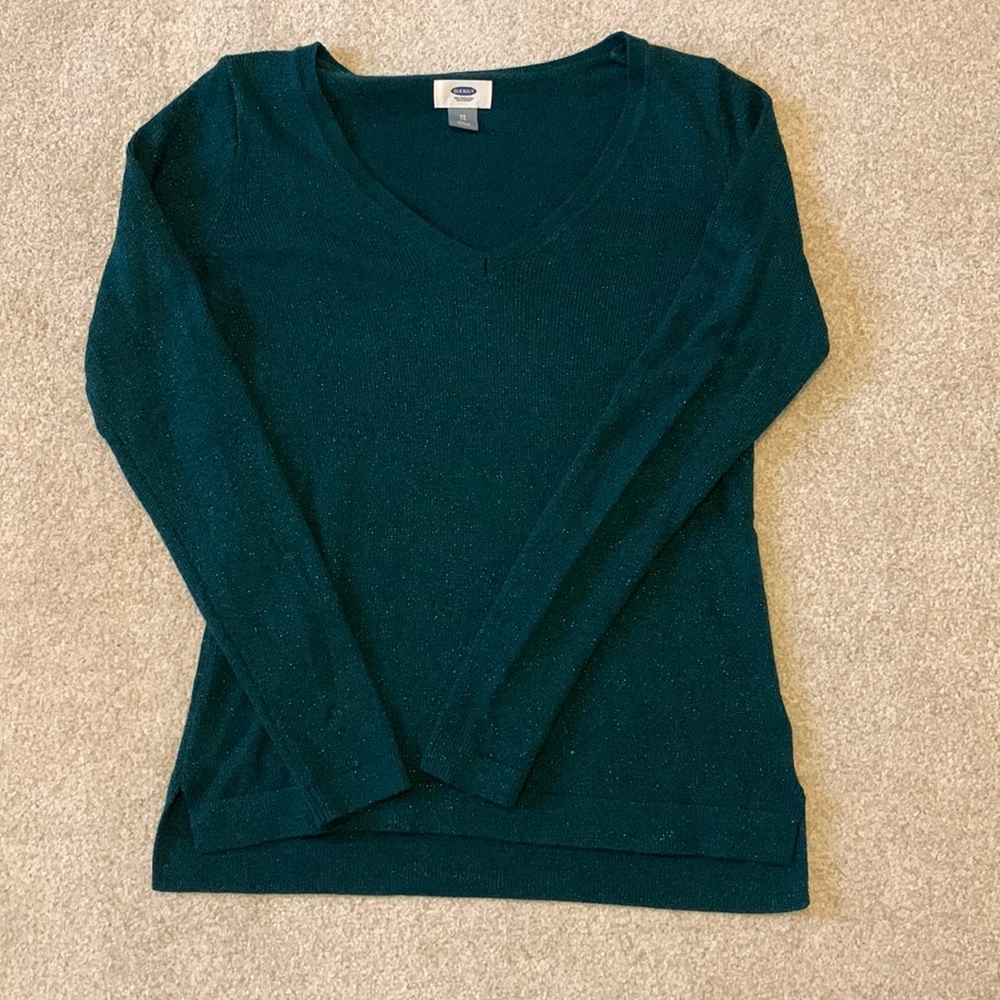 Old Navy sweater Size XS Green with shimmer accents
